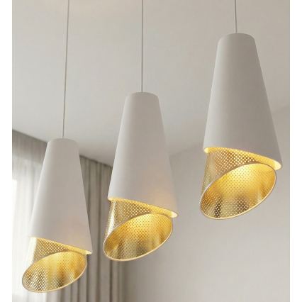 Lustre em cabo MODA 3xE27/15W/230V branco/dourado