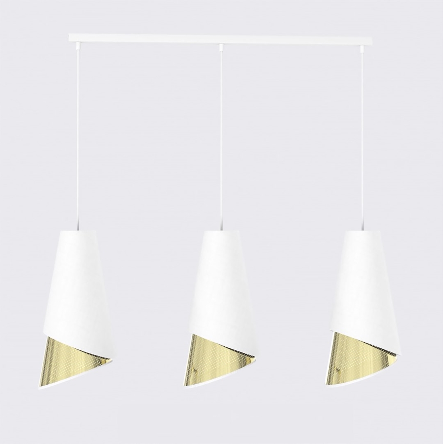 Lustre em cabo MODA 3xE27/15W/230V branco/dourado