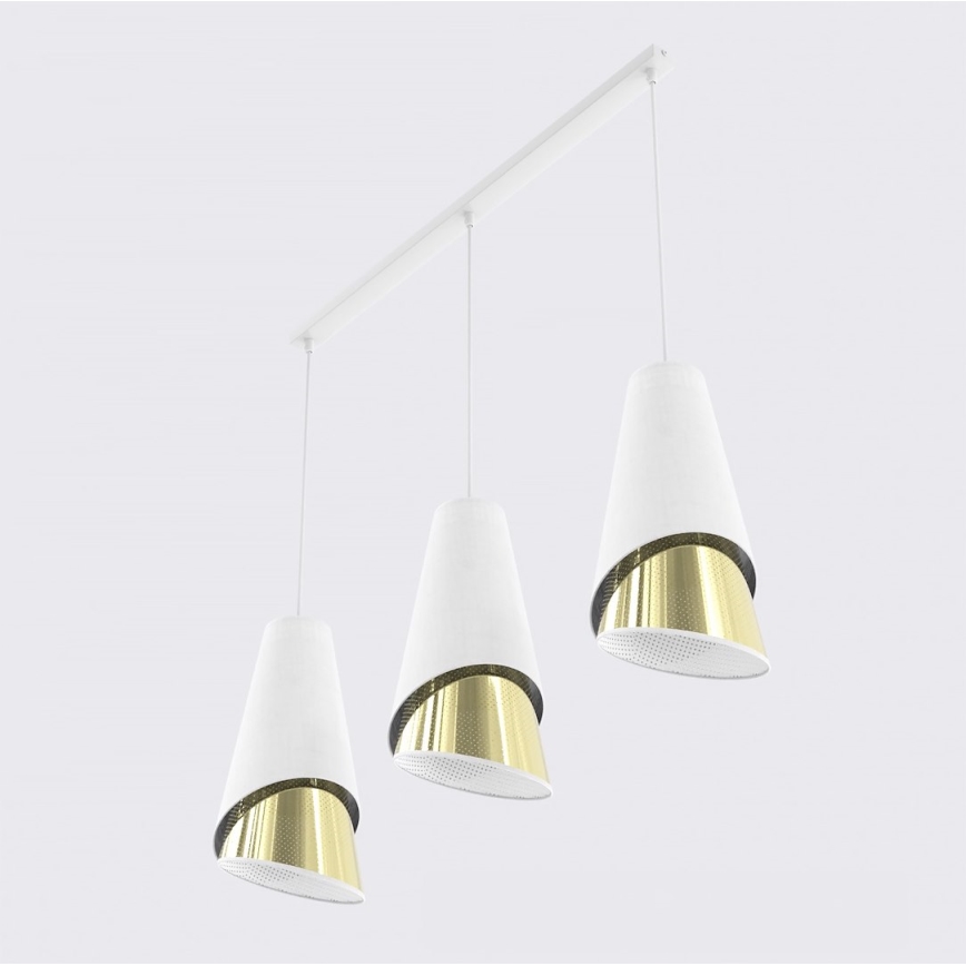 Lustre em cabo MODA 3xE27/15W/230V branco/dourado