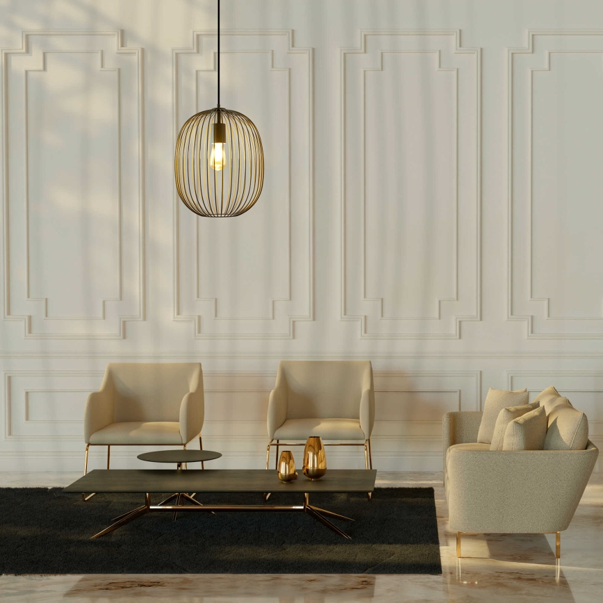 Lustre em cabo OVELLA 1xE27/15W/230V Ø 34 cm bege
