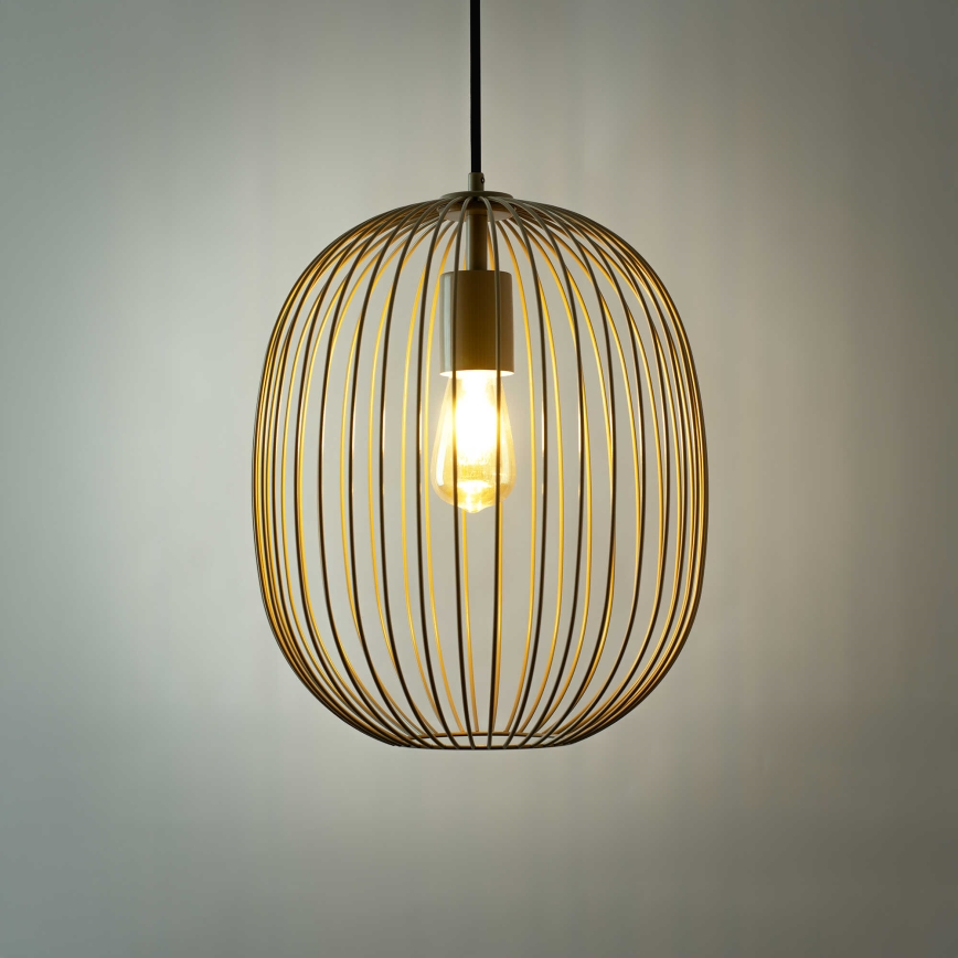 Lustre em cabo OVELLA 1xE27/15W/230V Ø 34 cm bege