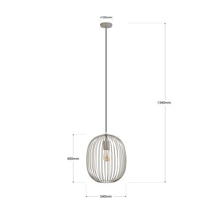 Lustre em cabo OVELLA 1xE27/15W/230V Ø 34 cm bege
