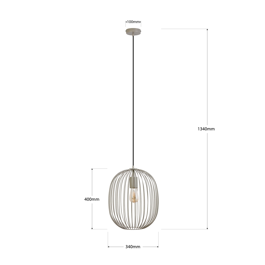 Lustre em cabo OVELLA 1xE27/15W/230V Ø 34 cm bege