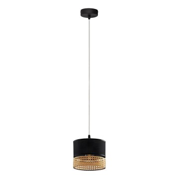 Lustre em cabo PAGLIA 1xE27/15W/230V preto/rattan