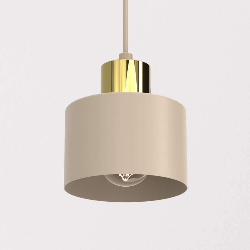Lustre em cabo PARKLA 1xE27/15W/230V bege/dourado
