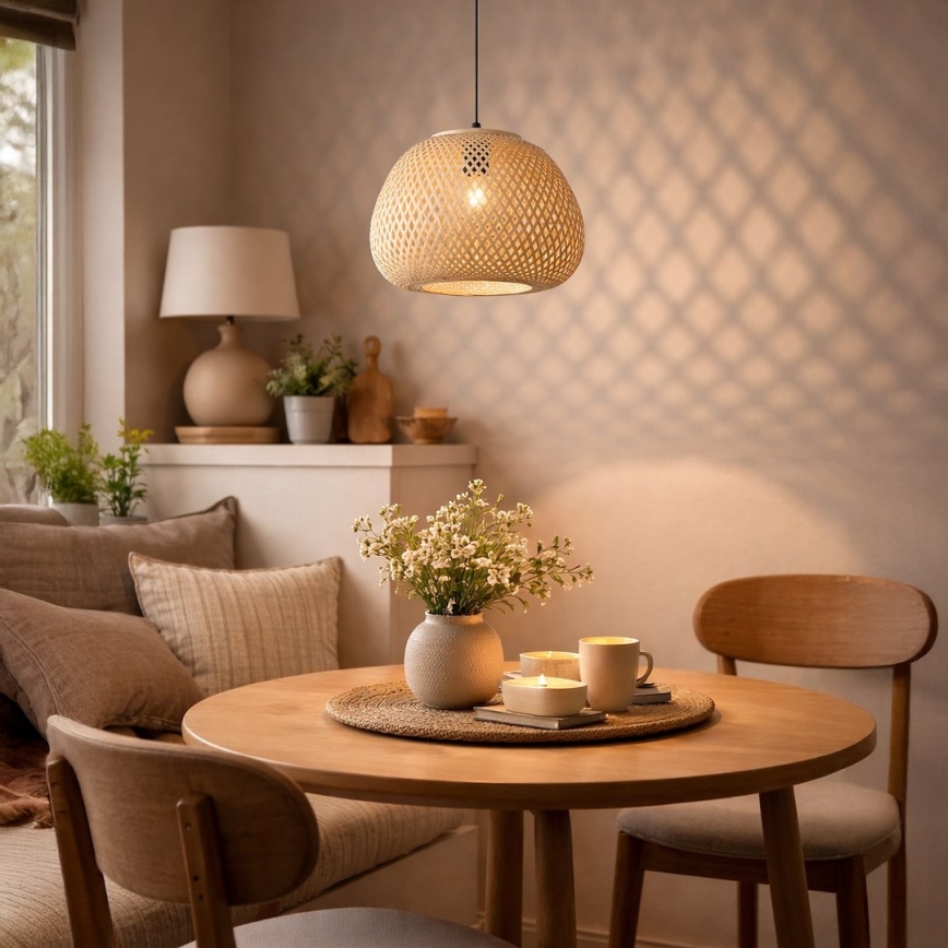 Lustre em cabo PETRA 1xE27/15W/230V, Ø 35 cm, bambu