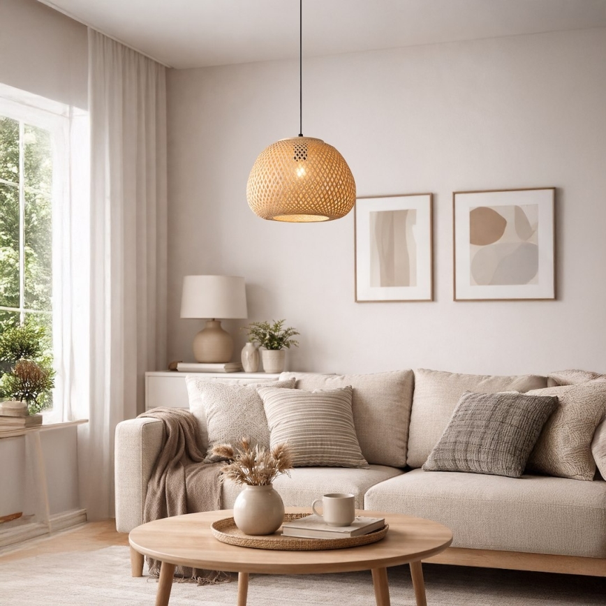 Lustre em cabo PETRA 1xE27/15W/230V, Ø 35 cm, bambu