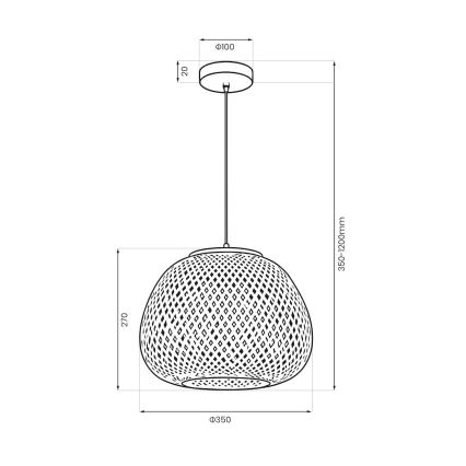 Lustre em cabo PETRA 1xE27/15W/230V, Ø 35 cm, bambu