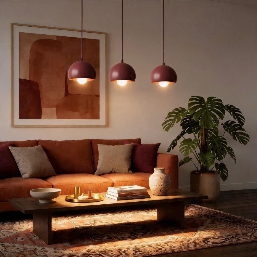 Lustre em cabo SOOL 3xE27/15W/230V bordô