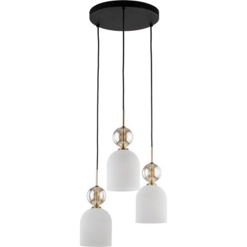 Lustre em cabo SOPHIA 3xE14/10W/230V preto/bege fumê/branco