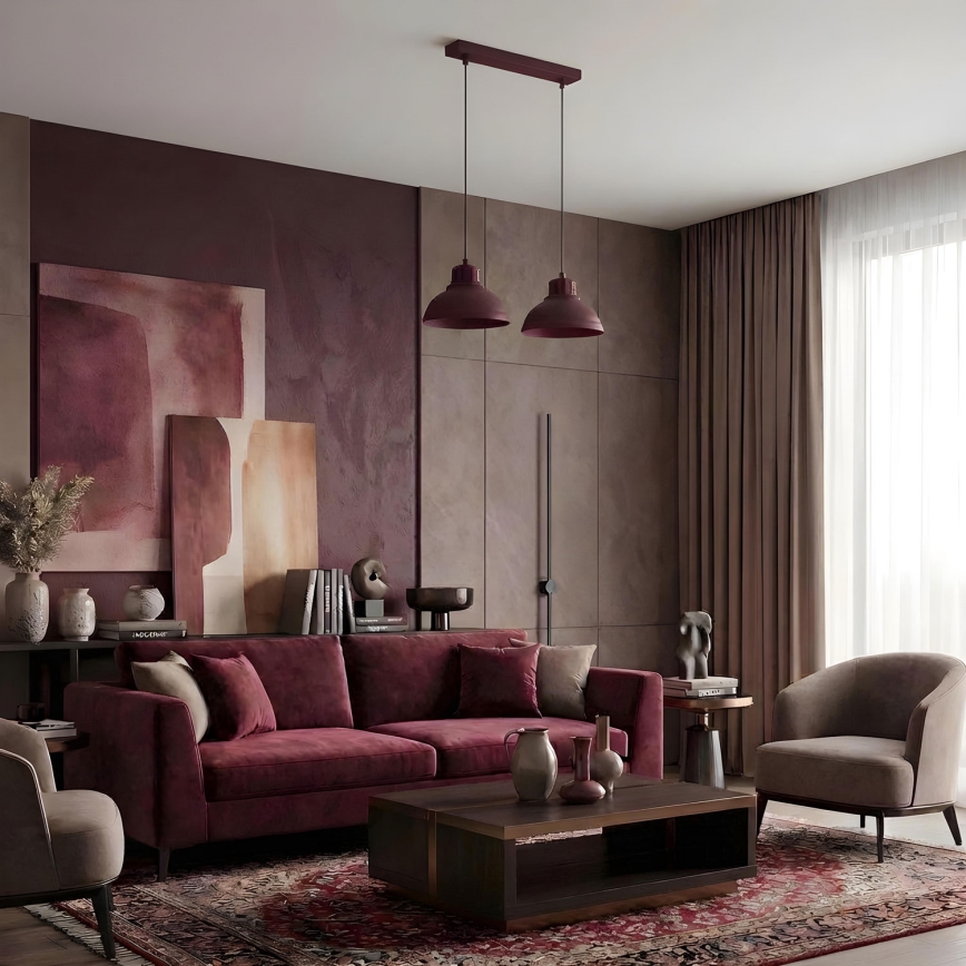 Lustre em cabo SVEN 2xE27/15W/230V bordô