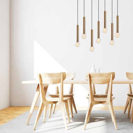 Lustre em cabo TEMPO 7xE27/40W/230V dourado