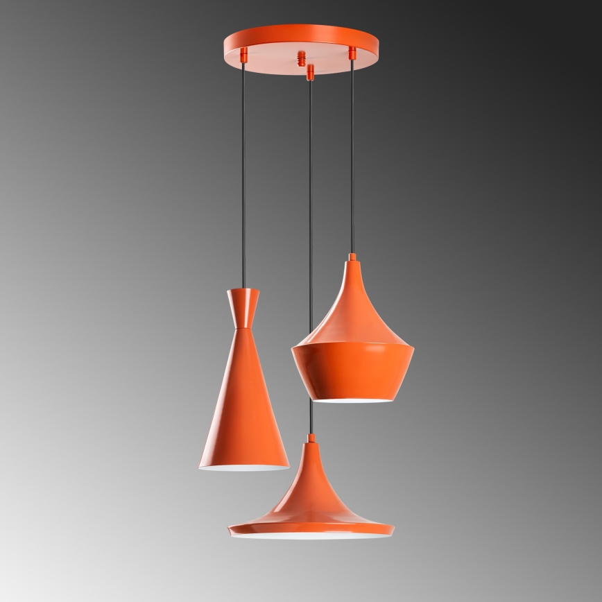 Lustre em cabo TOM 3xE27/40W/230V laranja