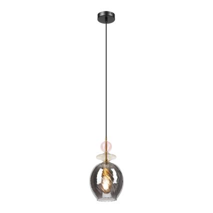 Lustre em cabo VELLO 1xE27/15W/230V preto/rosa fumê/bege/preto