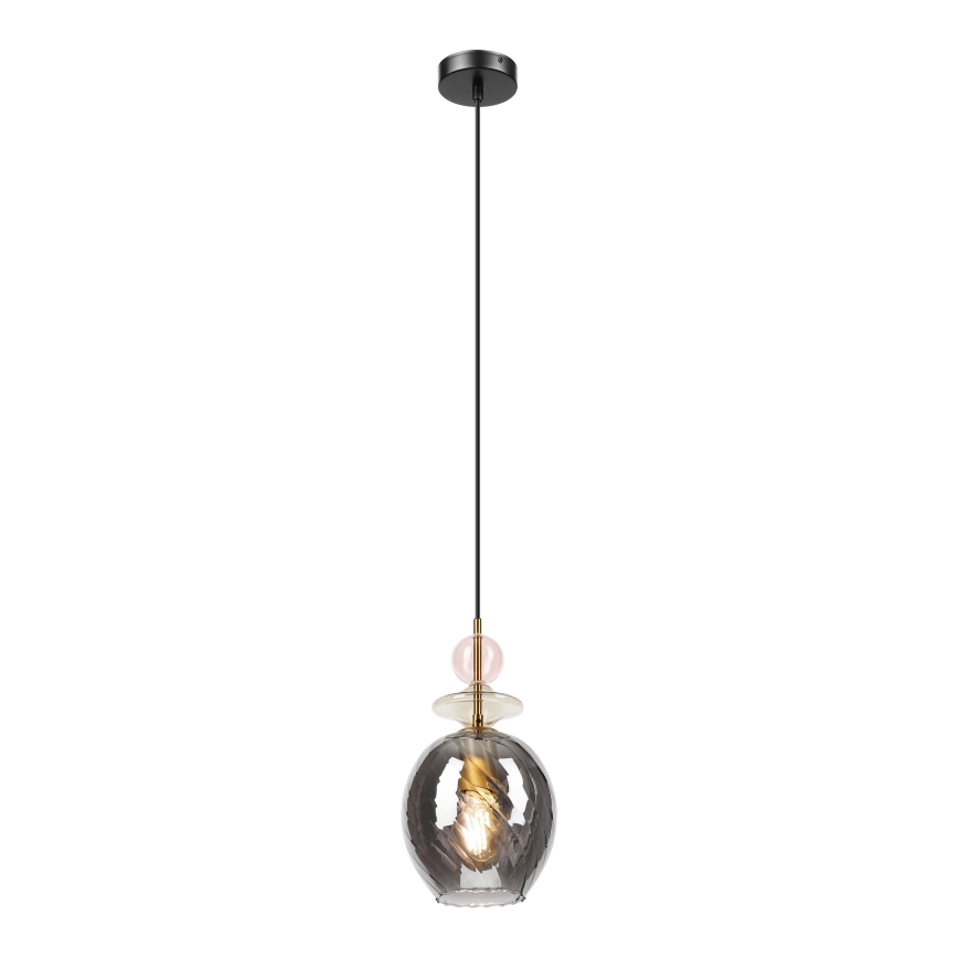 Lustre em cabo VELLO 1xE27/15W/230V preto/rosa fumê/bege/preto