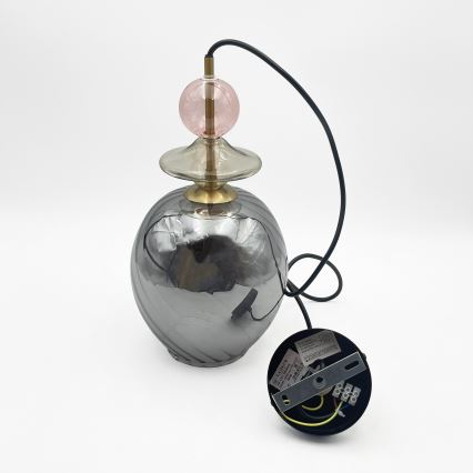 Lustre em cabo VELLO 1xE27/15W/230V preto/rosa fumê/bege/preto