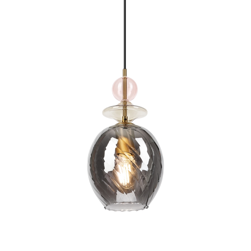 Lustre em cabo VELLO 1xE27/15W/230V preto/rosa fumê/bege/preto