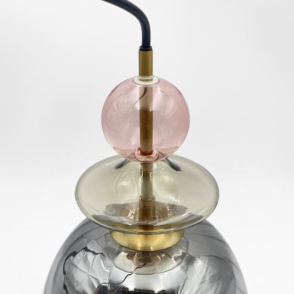 Lustre em cabo VELLO 1xE27/15W/230V preto/rosa fumê/bege/preto