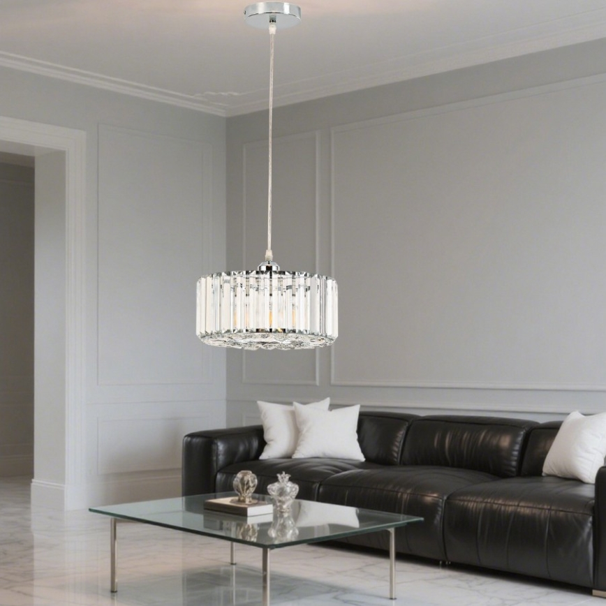 Lustre em cabo VETRO 1xE27/60W/230V cromado brilhante