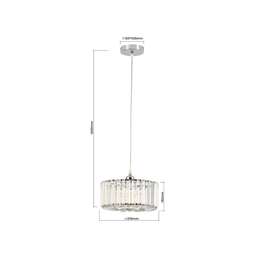 Lustre em cabo VETRO 1xE27/60W/230V cromado brilhante
