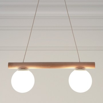 Lustre em cabo WOODSTOCK 2xE27/15W/230V madeira/creme