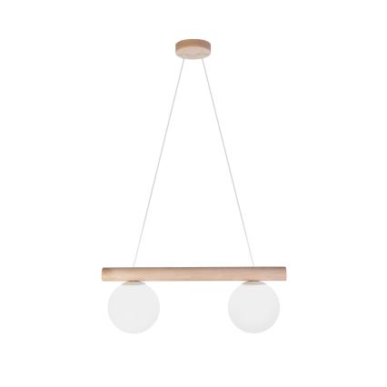 Lustre em cabo WOODSTOCK 2xE27/15W/230V madeira/creme