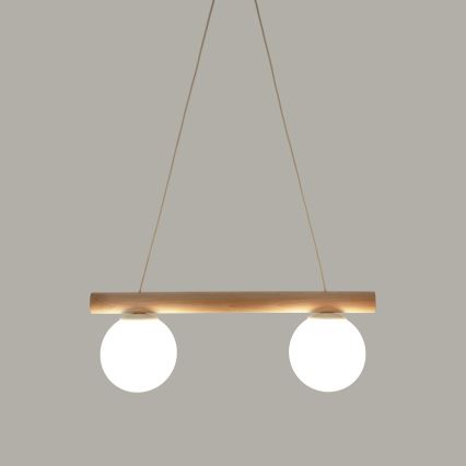 Lustre em cabo WOODSTOCK 2xE27/15W/230V madeira/creme
