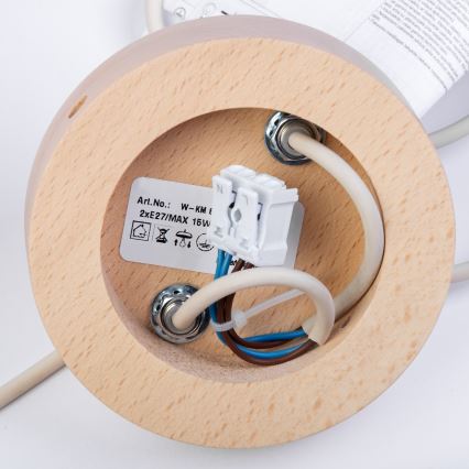 Lustre em cabo WOODSTOCK 2xE27/15W/230V madeira/creme