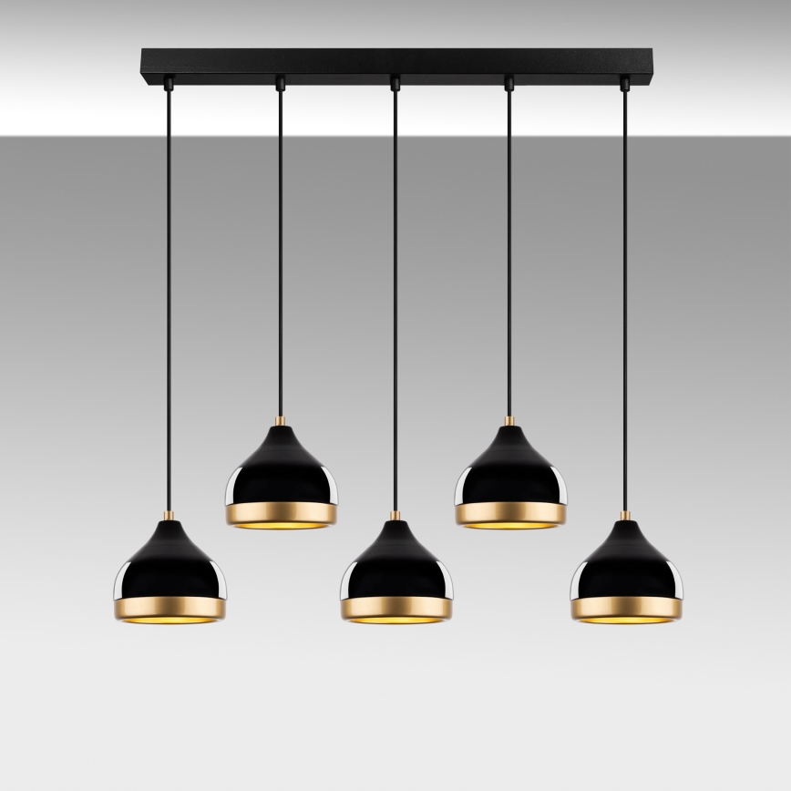 Lustre em cabo YILDO 5xE27/40W/230V preto/dourado