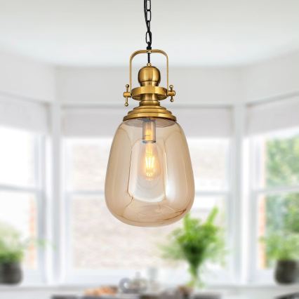 Lustre em corrente BOTTLE 1xE27/40W/230V dourado