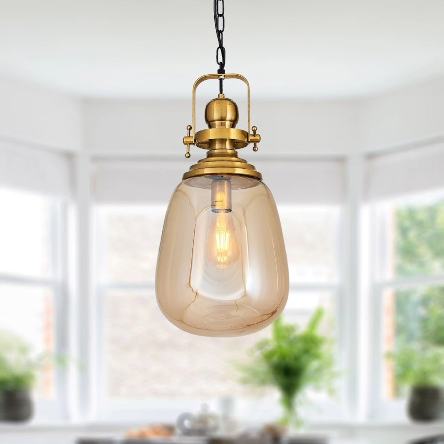 Lustre em corrente BOTTLE 1xE27/40W/230V dourado