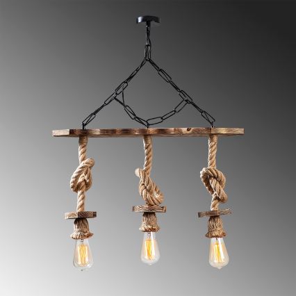 Lustre em corrente EREBOS 3xE27/40W/230V castanho