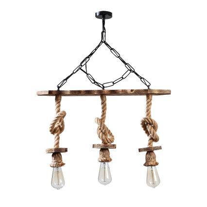 Lustre em corrente EREBOS 3xE27/40W/230V castanho