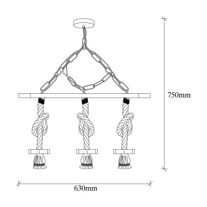 Lustre em corrente EREBOS 3xE27/40W/230V castanho