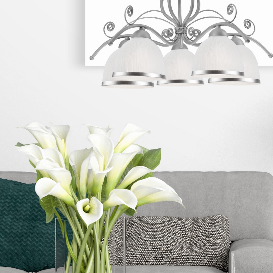 Lustre em corrente RETRO II 5xE27/60W/230V prateado