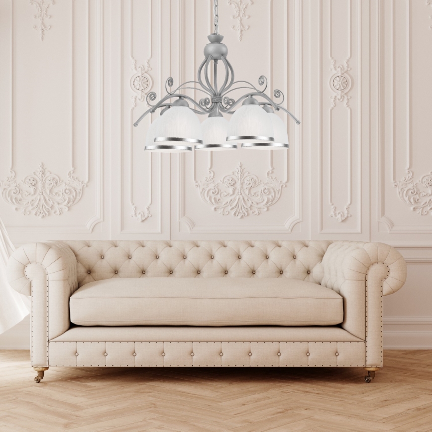 Lustre em corrente RETRO II 5xE27/60W/230V prateado