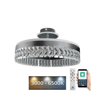 Lustre em cristal de superfície regulável LED/75W/230V 3000-6500K cromado mate + comando