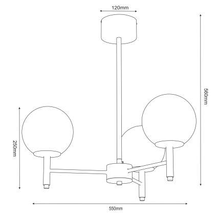 Lustre em haste AWINION 3xE27/15W/230V