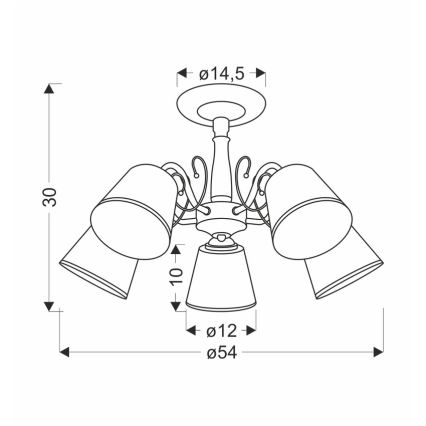 Lustre em haste LOSANNA 5xE14/40W/230V latão
