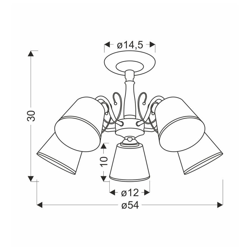 Lustre em haste LOSANNA 5xE14/40W/230V latão