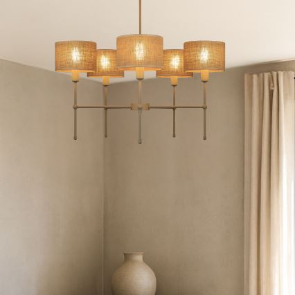 Lustre em haste MADELA 5xE14/40W/230V juta/bege