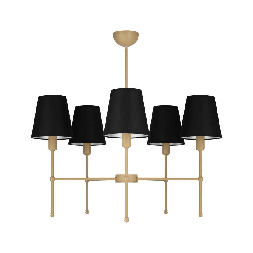 Lustre em haste MADELA 5xE14/40W/230V preto/bege