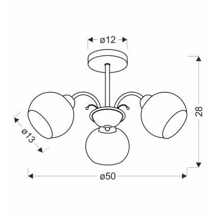 Lustre em haste NESTOR 3xE27/40W/230V latão