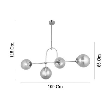 Lustre em haste POLINO 4xE27/40W/230V dourado