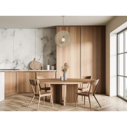 Lustre em madeira com cabo 1xE27/60W/230V Ø 43,5 cm maciço/folheado/faia/seringueira