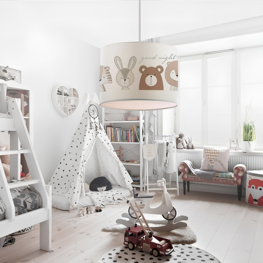 Lustre infantil CANDY 1xE27/40W/230V branco/castanho