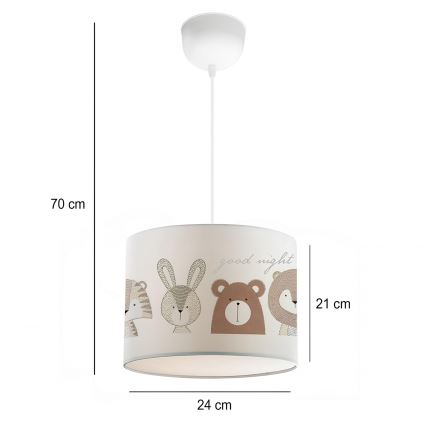 Lustre infantil CANDY 1xE27/40W/230V branco/castanho