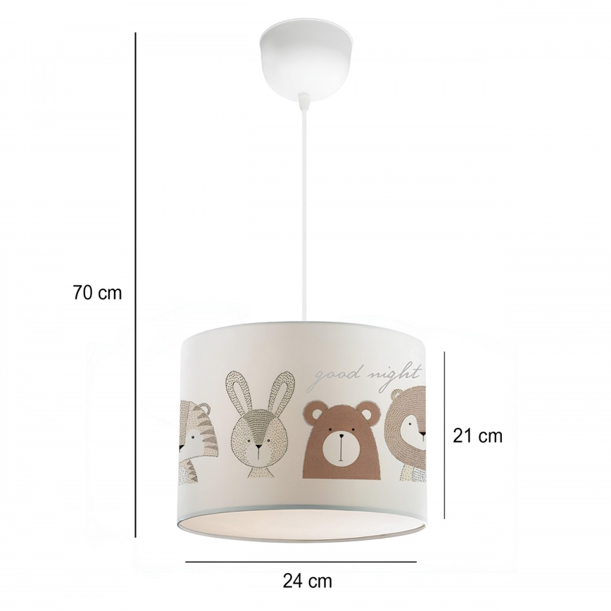 Lustre infantil CANDY 1xE27/40W/230V branco/castanho