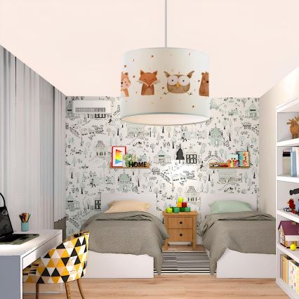 Lustre infantil CANDY 1xE27/40W/230V branco/castanho