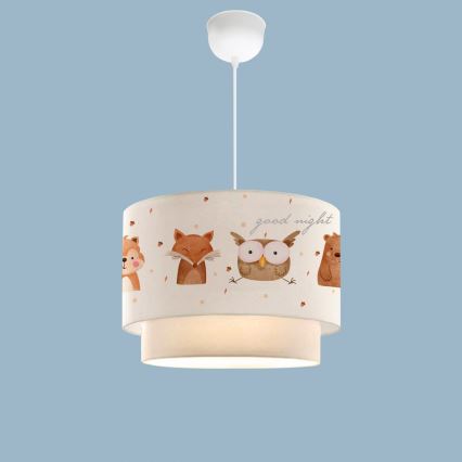 Lustre infantil CANDY 1xE27/40W/230V branco/castanho